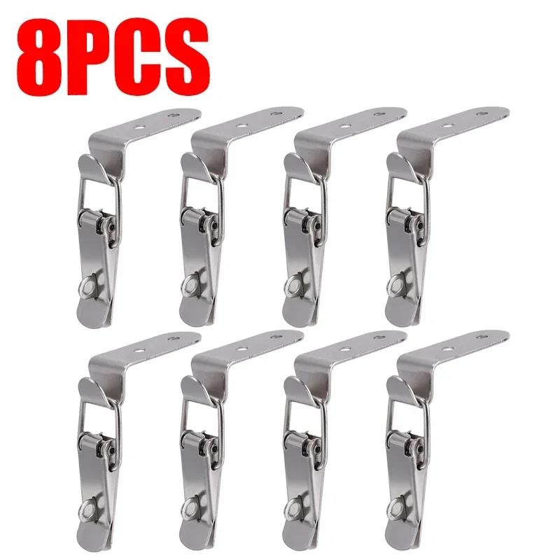 8/2PCS 90 Degree Duck-mouth Buckle Hook Lock Silver Metal Spring Hasp Latch Catch Clamps Wooden Box Loaded Draw Clasp Hardware 4
