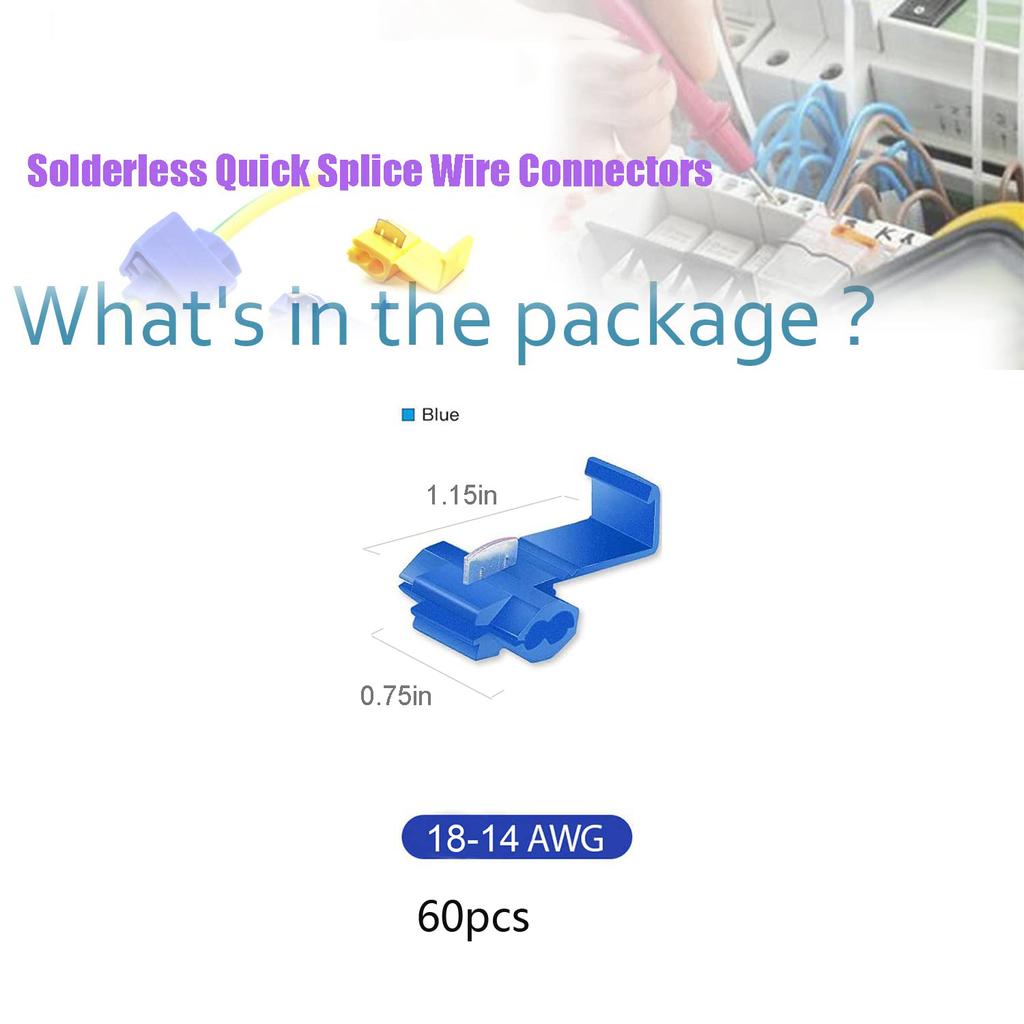 60PCS Solderless Quick Splice Wire Connectors, 22-10 AWG Scotch Lock Snap Electrical Wire Connector(22-18AWG Red 20PCS, 18-14AWG