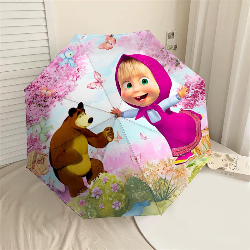 

1PC bear girl Umbrella-8-Rib Reinforced, Automatic Open, Lightweight & Durable, Cute Fashion Accessory for Outdoor, Beach or Casual Use, Beach Umbrell