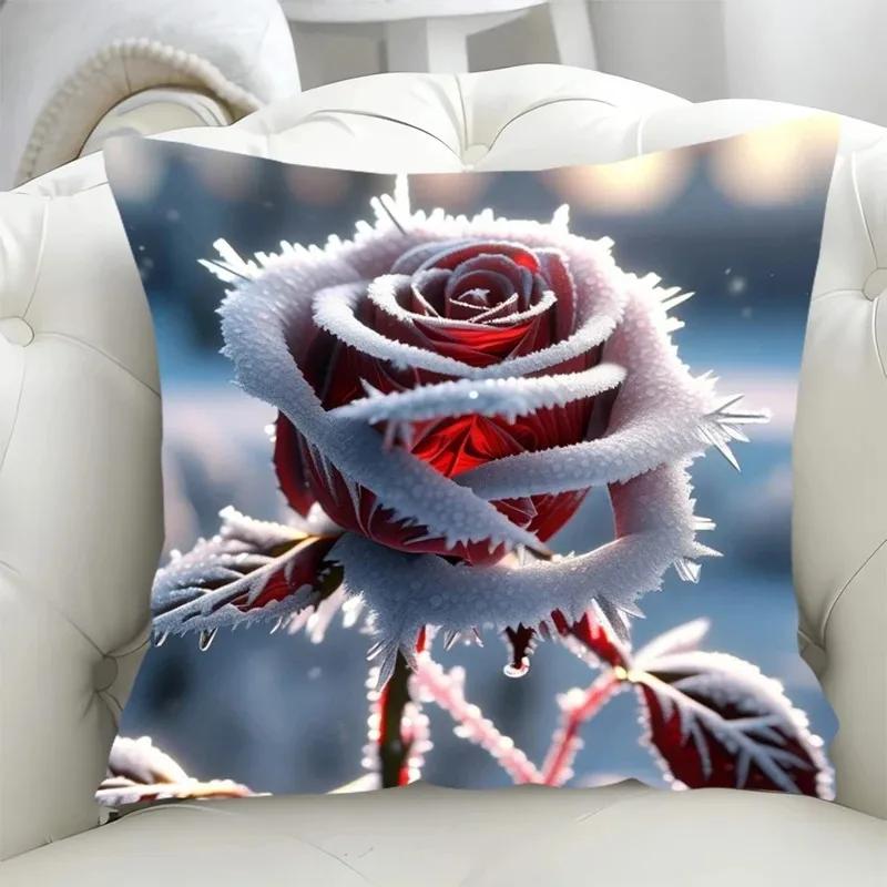 Luxury Home Decor Pillowcase Living Room Sofa Cushion Cover Rose Character Illustration Style Pattern Cushion Cover
