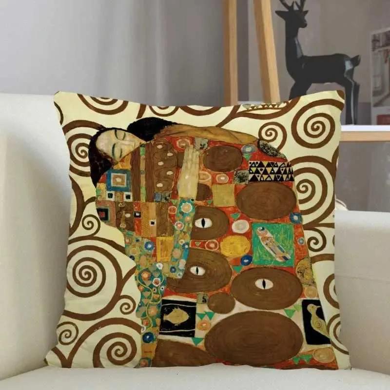 Klimt Pillow Cover Polyester Printed Art Cushion Case Sofa Home Decor Xcm Bedroom Living Room Throw Pillowcase Gift