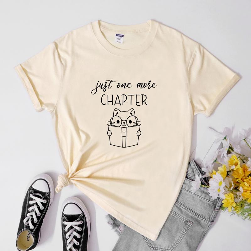 Just One More Chapter Tshirt Kawaii Book Lover Gift Tshirt Funny Cat Mom Librarian Reading Tee Shirt Top Dropshipping