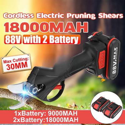 88V US Plug Cordless Electric Pruning Shears 30mm Max Cutting Garden Pruner Secateur Branch Cutter with 2 Lithium-ion Battery
