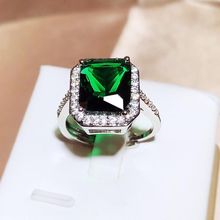 Classic Fashion Retro Ladys Engagement Ring with Colorful Zircon Fashion Pink Blue Green Girls Ring
