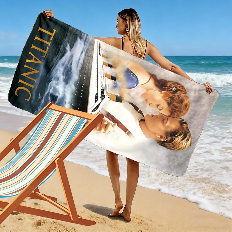 Titanic Print Beach Towel, Large Soft Quick Dry Towel for Beach Camping Swimming