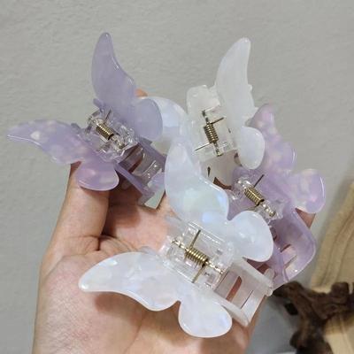 Transparent Clip Purple Butterfly Hairpin Ladies Acrylic Hairpin Sweet Accessories Beauty Styling Tools