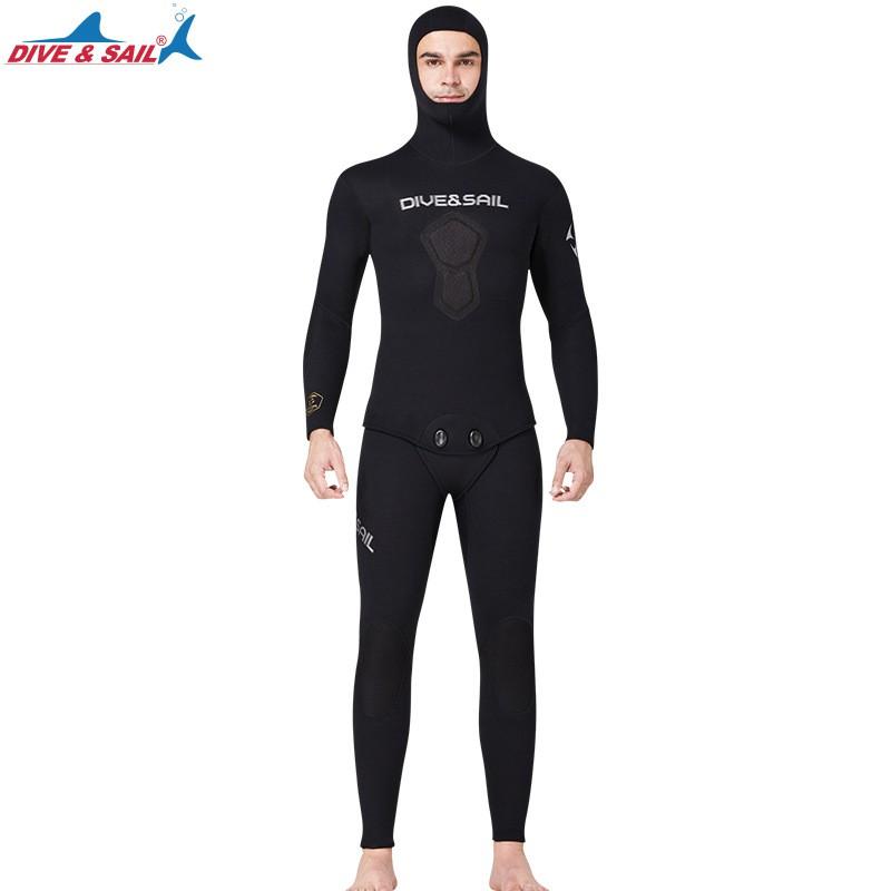 Diving Suit 1.5MM Split Hooded Outdoor Fishing Hunting Wet M чёрный