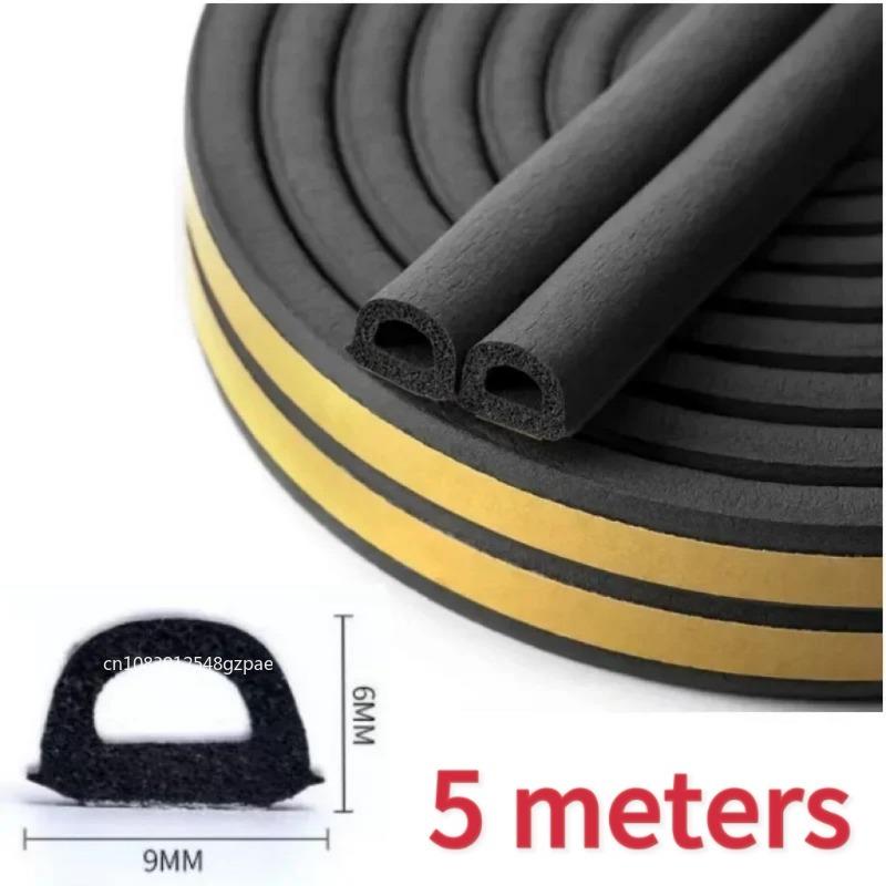 1 Roll 5M Door Window Seal Strip DIEP Self-adhesive Acoustic Foam Sealing Strip Tape Insulation Windproof Rubber Weatherstrip