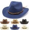 Westlicher Cowboy-Strohhut Sonnenschutz Breiter Rand Geschenk für Männer und Frauen