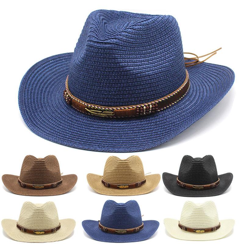 Westlicher Cowboy-Strohhut Sonnenschutz Breiter Rand Geschenk für Männer und Frauen