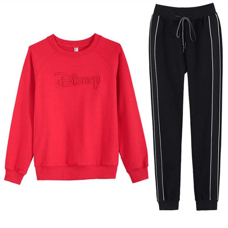 Embroidered Casual Sportswear Suit for Women Spring and Autumn Fashion Loose Plus Size Women's Fat Long Sleeve Two-piece Set