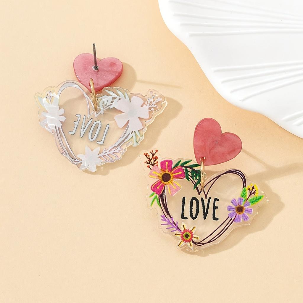 New acrylic color stud earrings, earrings, plate printing earrings, women's new models