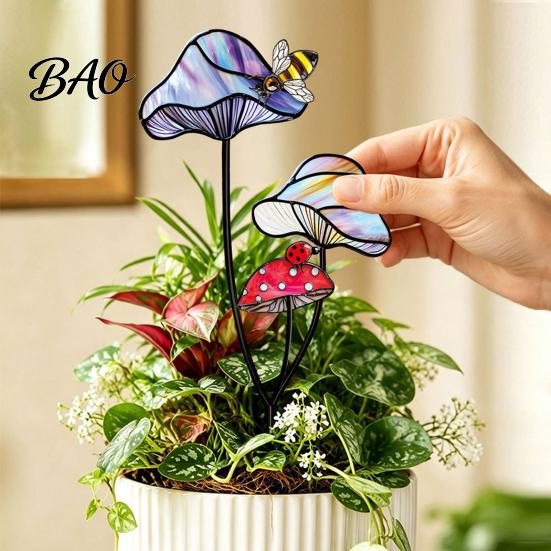 Colorful Yard Stakes Planter Insert Stake, Double-Sided, Flower Pot Decor Metal Garden Decorative Insect Animal Stake for Plant Pots Bed Decoration