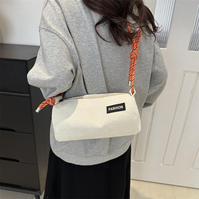 Popular bag new summer fashion corduroy messenger bag women's texture niche shoulder cylinder bag