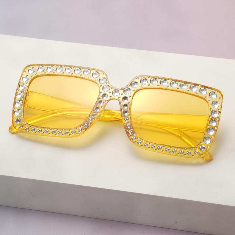 Women'S Uv-Proof Sunglasses Fashion Large-Frame Diamond-Encrusted Sunglasses Women'S Outdoor Sunscreen Glasses