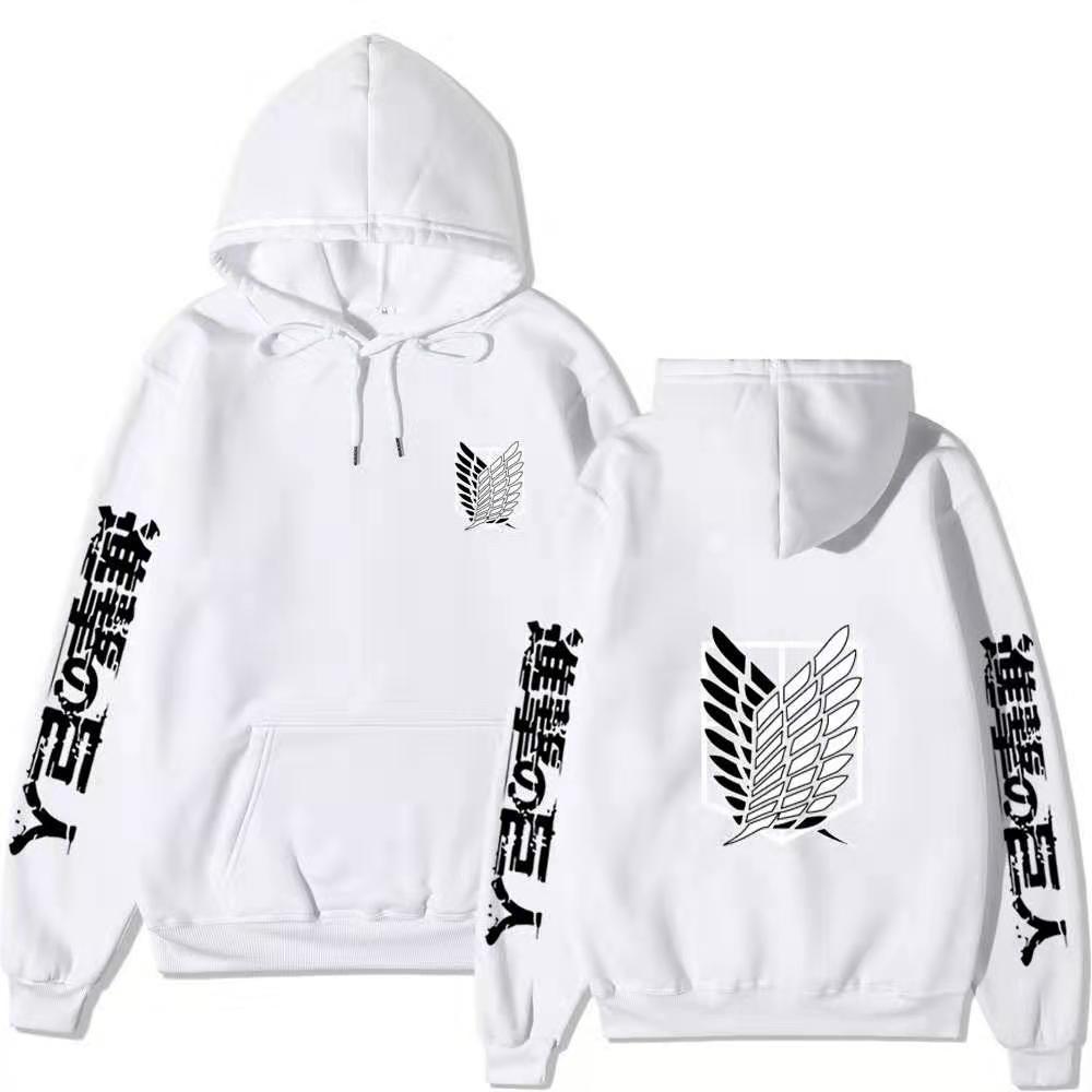 Attack on Titan Hoodie Unisex Fleece Sweatshirt Eren Mikasa Levi Character Print Autumn Winter Casual Pullover
