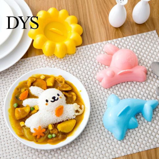 Sushi Making Kit 4PCS Cute Rice Ball Molds, Rabbits Dolphins Flowers And Long Shape, Bento Box Accessories Portable Food Grade PP Maker for