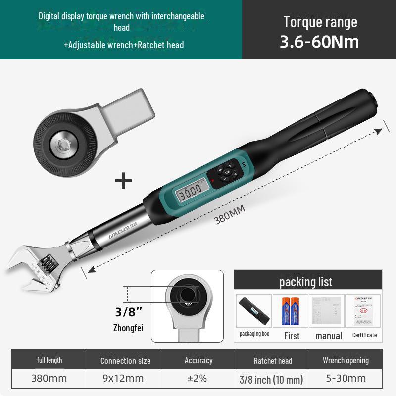 Green Forest Digital Torque Wrench: High-Precision, Adjustable, Electronic Torque Tester