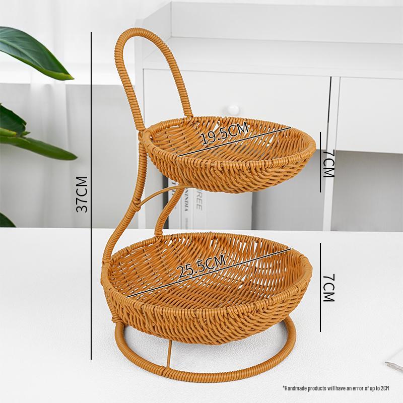 Fruit Tea Tray: Multi-layer Basket, Snack Plate, Brazier for Boiling Tea, Dried Fruit Display, Imitation Rattan Weave, Perfect for Afternoon Tea.