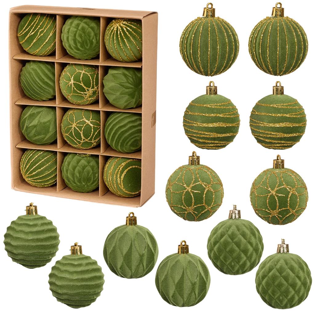 11/11/16PCS 6CM Christmas Balls Ornaments Flocking Figure Christmas Tree Party Decoration New Year Christmas Spheres Pendant