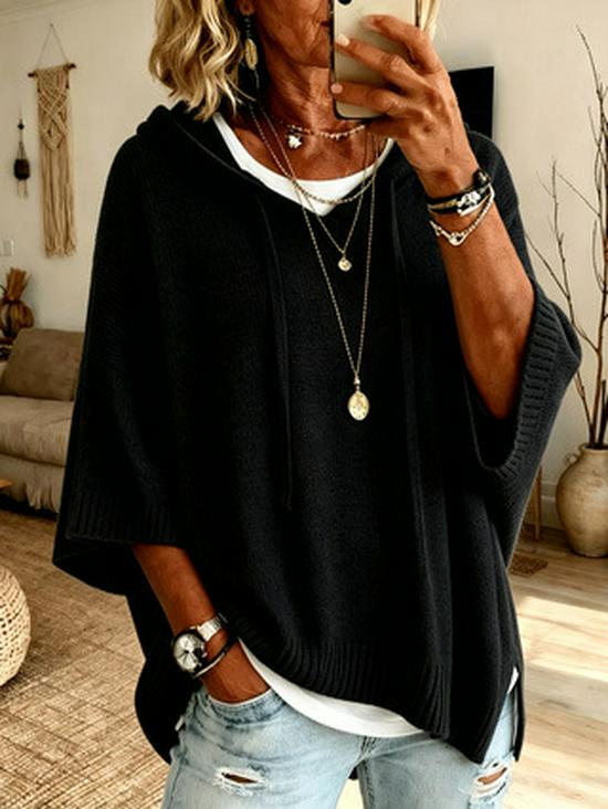 2026 Women's Knit Hooded Sweatshirt - Autumn Woolen Loose Fit