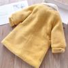 Girls Autumn and Winter Solid Color Thickened Coat Middle and Large Children High Neck Mid-Length Warm Coat
