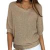 Knit Sweater Women Long Sleeve Crewneck With Flared Sleeves For Office Casual Wear