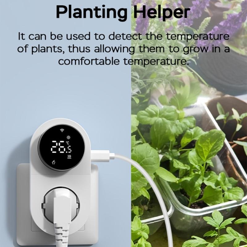 Thermostat, Programmable WiFi Smart thermostat socket, 1800W Digital Display, Rotary APP Controlled Temperature Control Socket