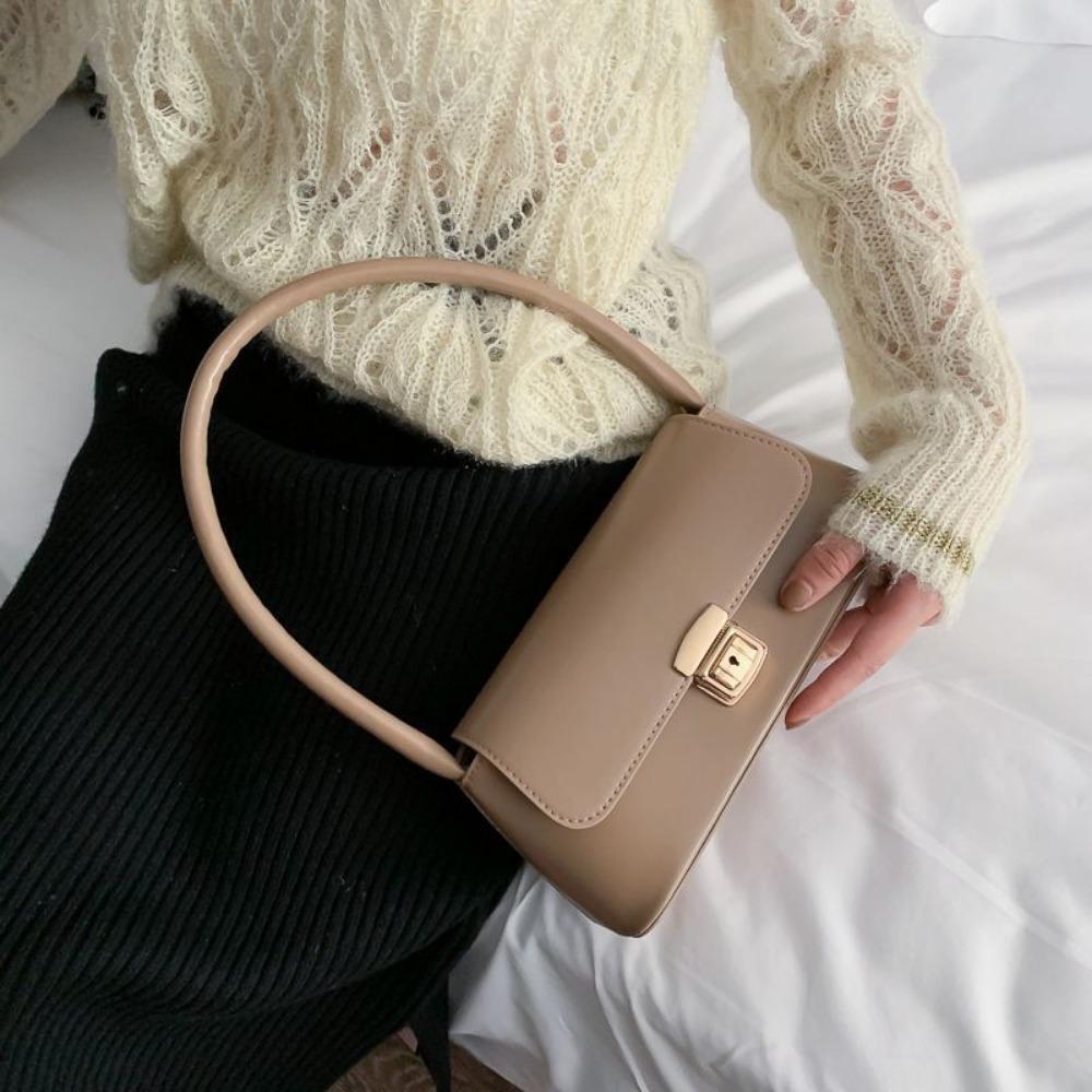 Handbag French Stick Bag Large Capacity PU Leather Shoulder Bag Simple Underarm Bag  Girls