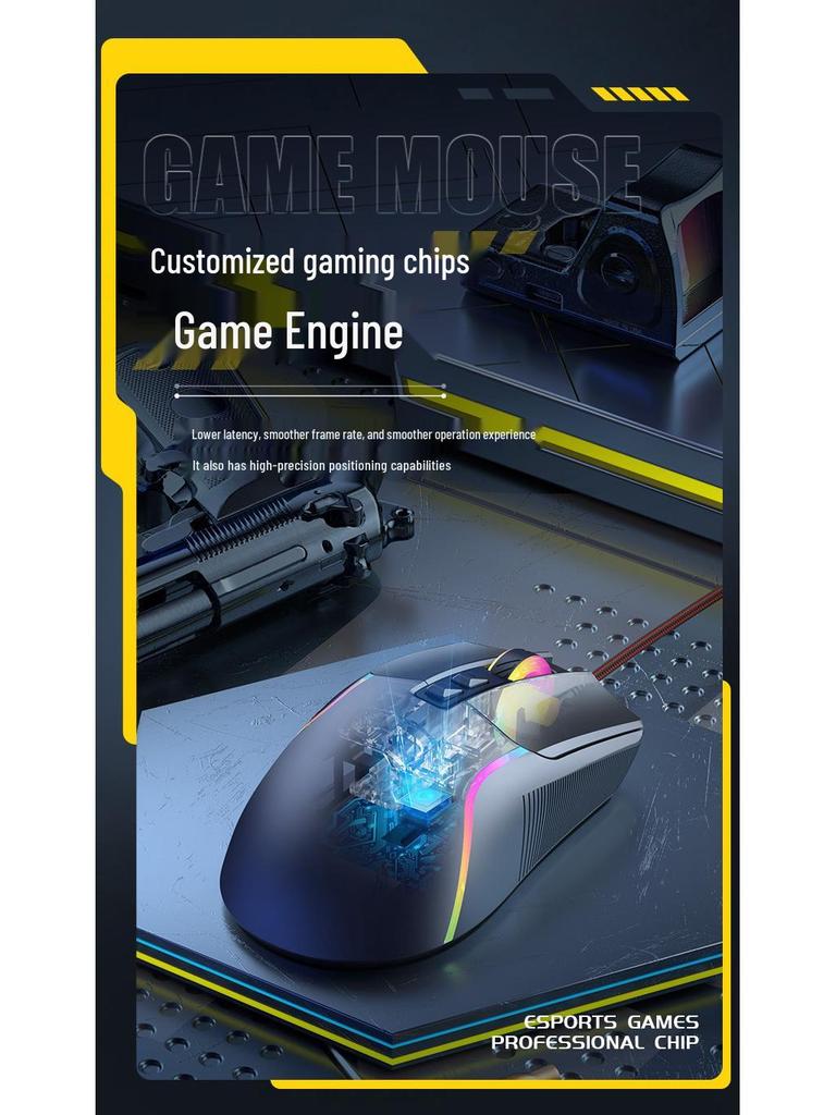 RGB-Beleuchtung Kabelgebundene Gaming-Maus mit Makroprogrammierung für Desktop und Laptop