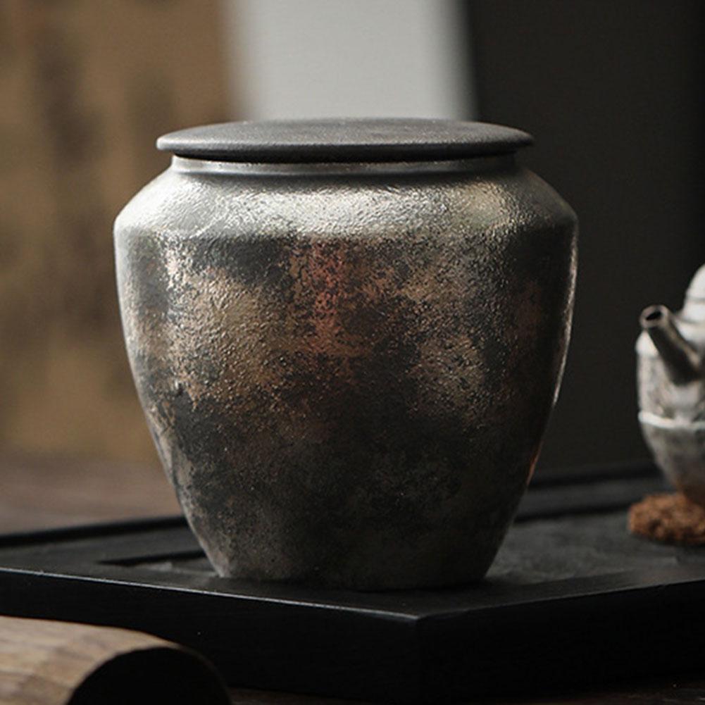Hand-made Ceramic Tea Caddy Storage Container Vintage Ceramic Airtight Jar For Tea Lovers