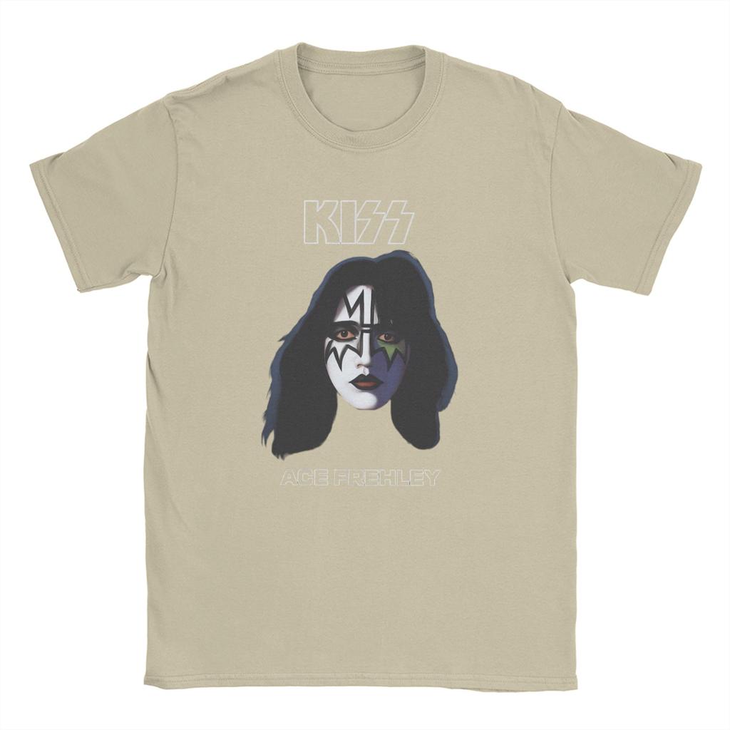 Vintage Ace Frehley Spaceman Kiss Band T-Shirt Men Crewneck 100% Cotton T Shirt Short Sleeve Tee Shirt Plus Size Clothing