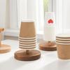 Wooden Cup Storage Rack Creative Round DIY Household Cup Holder For Disposable Paper Cup Counter Desktop Storage Rack