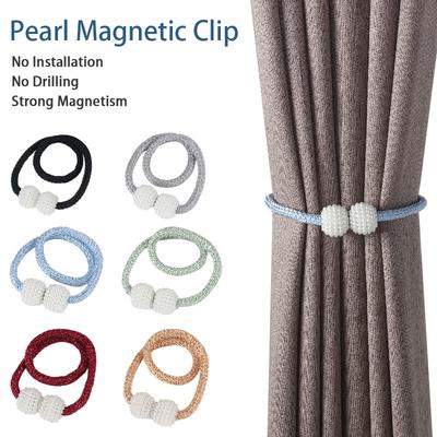 Simple and Modern Backrest Magnet Magnetic Door Curtain Buckle Curtain Clip Door Curtain Tie Clip Home Decoration Hanging Cloth Curtain Buckle-2Pcs