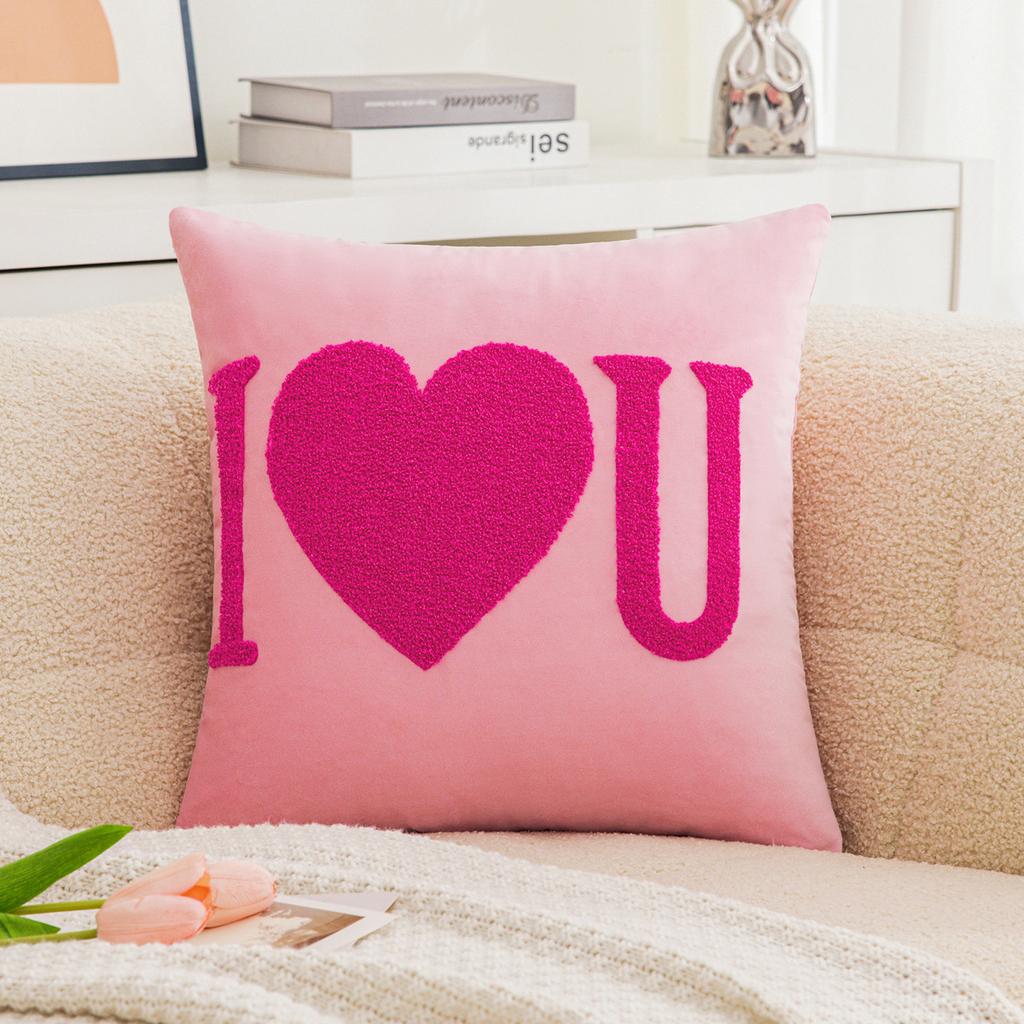 Valentine's Day Embroidered Heart-Shaped Pillow Cover Cojines Cute Tufted Tassel Throw Cushion Cover Headboard Pillowcases