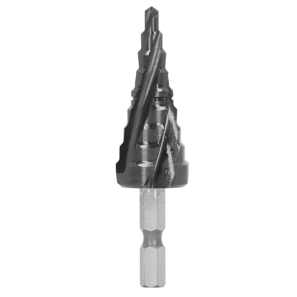 Cobalt Step Drill Bit 89HRC Hardness Spiral Flutes 1/4in Hex Shank 4 To 20mm Drill Bit for Drilling Metal Copper Aluminum