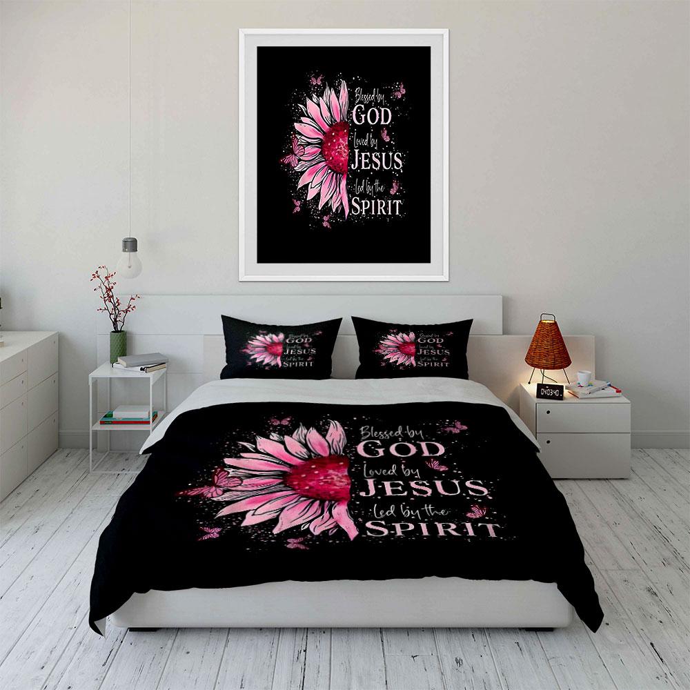 Faith-Inspired Floral Design Set Kid'S And Adults' Bedroom Decor, Exquisite Three-Piece Bedding Set Gift