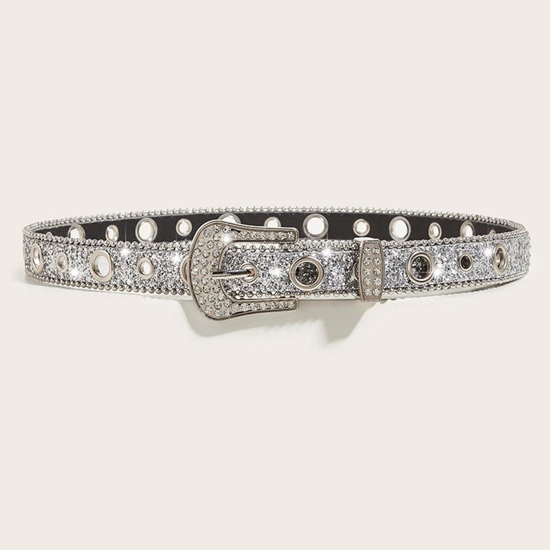 Spice girl belt women's fashion trendy eye shiny rhinestone buckle wide belt waist chain