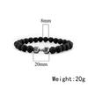 Hot Selling Vintage Men's Bangle Natural Stone Bead Dumbbell Pendant Elastic Strand Bracelet for Friend's Gift