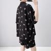 Summer cotton silk pajamas women's thin short-sleeved cardigan cute bow can be worn outside artificial cotton loungewear set