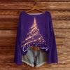 Women's Round Neck Lightweight Sweater Casual Long Sleeve Christmas Print Knit Pullover
