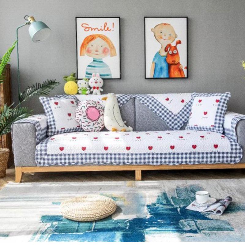 Universal Twill Washed Cotton Curved Edge Sofa Cushion In All Seasons, Machine Washable Non-Slip Fashionable Sofa Cushion Sofa Cover