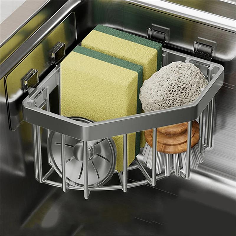 

Stainless Steel Kitchen Storage Rack Sink Drain Rack Sponge Organizer Hanging Soap Drainer Shelf Basket Bathroom