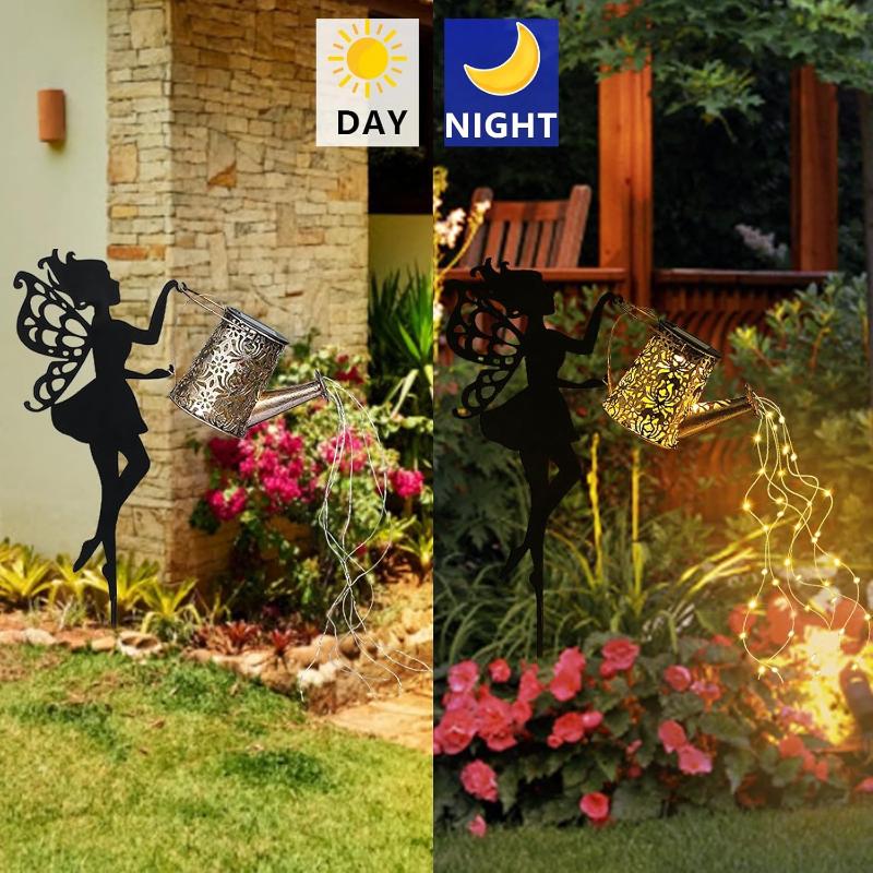 Solar Fairy Watering Can Lights Waterproof Garden Lights Outdoor Hanging LED Solar Kettle Lamp for Patio Villa Path Lawn Decor