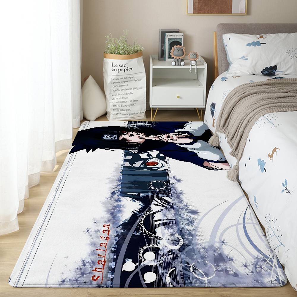 S-Sasuke Uchiha Floor Mat Pattern Printed Flannel Door Mat, Suitable For Bathroom, Living Room, Home Decoration