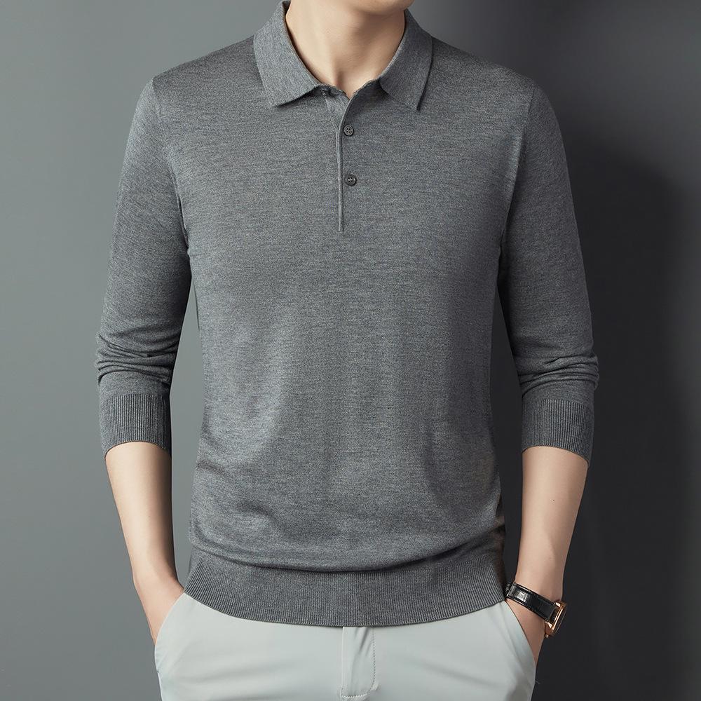 Men's Luxury Wool Sweater - Autumn/Winter Warm Casual Knit Shirt with Velvet Collar