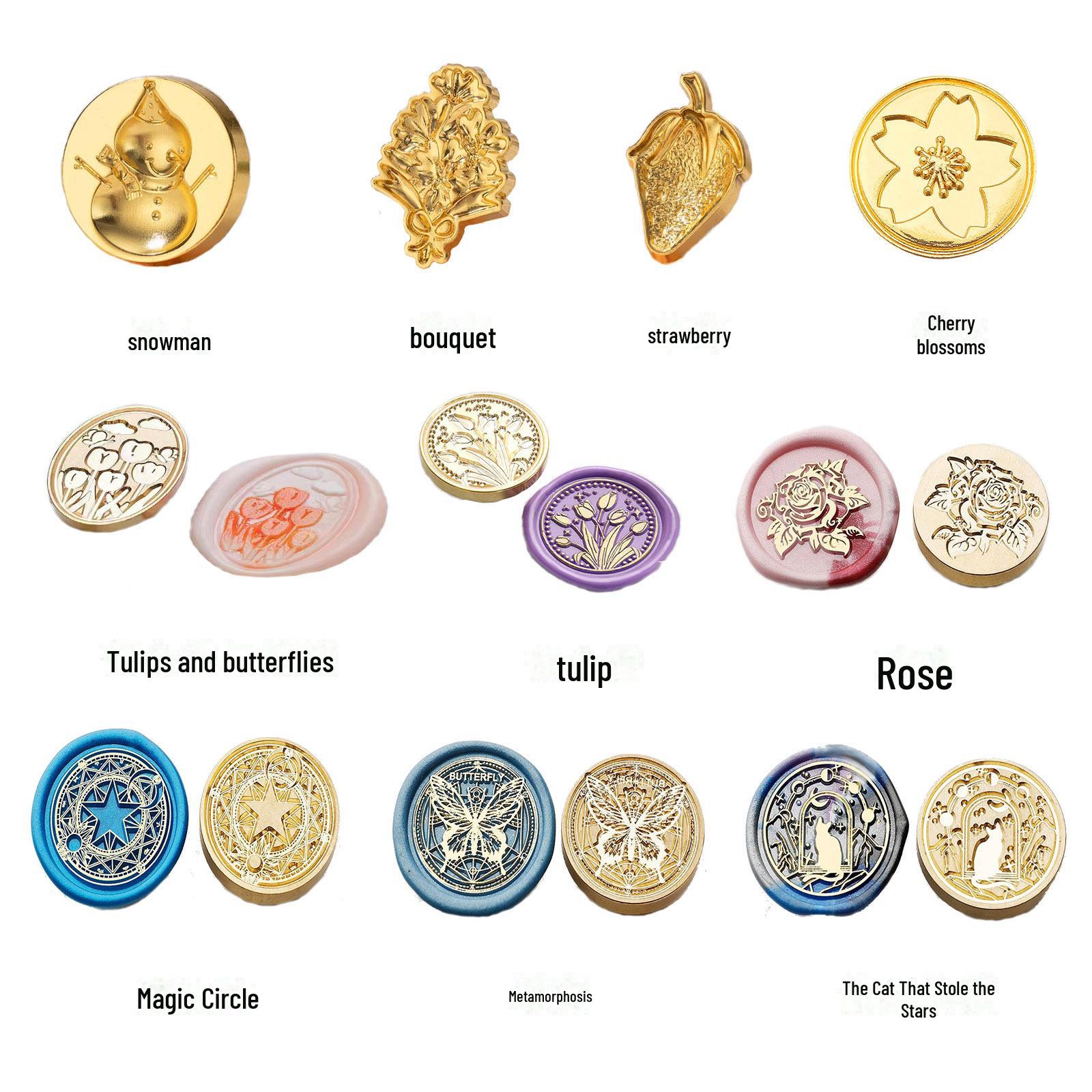 

Европейский ретро набор восковых печатей: Декоративные фигурные головки печатей с ручками и восковыми бусинами.