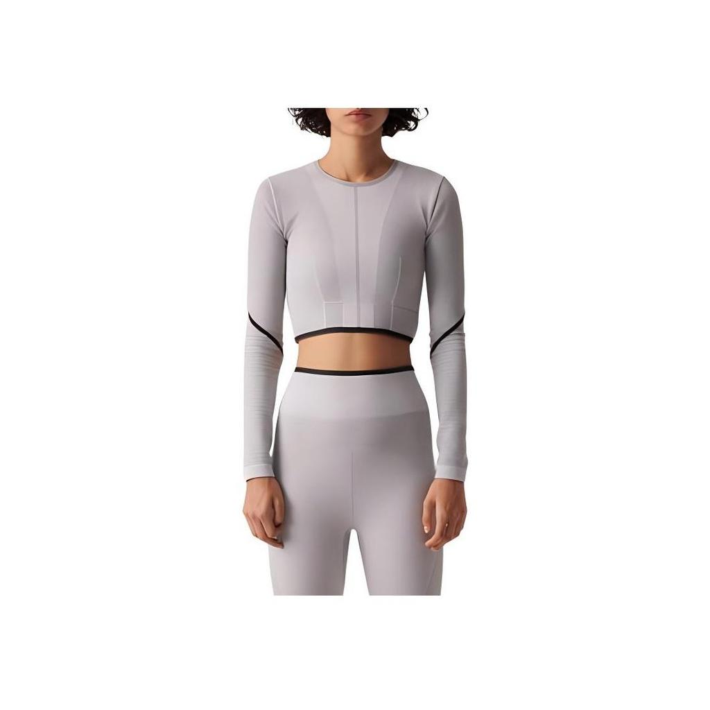 adidas by Stella McCartney TrueStrength Long Sleeve Crop Top Grey HR4511