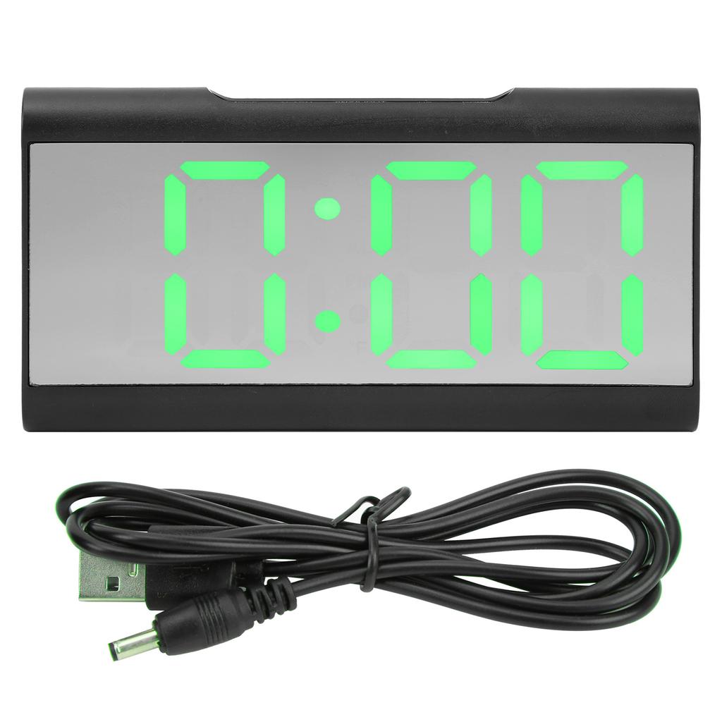 Alarm Clock LED Digital Display Mirror USB Charging Desktop Clock for Bedroom Home Office School