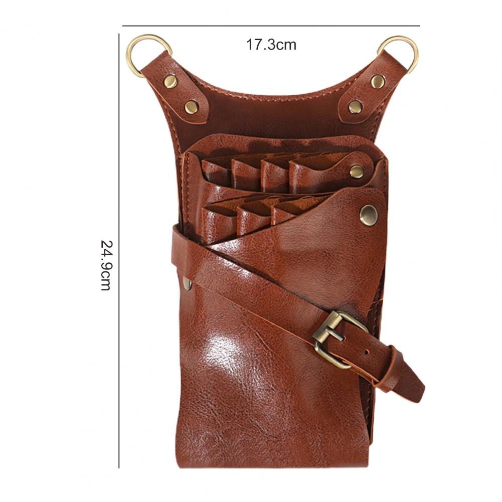 Hair Scissor Bag 7 Slots Faux Leather Hair Scissor Bag Clips Bag Hairdressing Barber Scissor Holster Pouch Holder Case With Belt